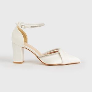 Elegant White Block Heel Women's Shoes
